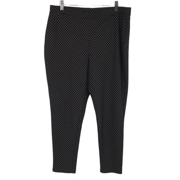 Chico's Black White Dot-Print Crop Leggings Womens 2 Large Pull On - Picture 1 of 14